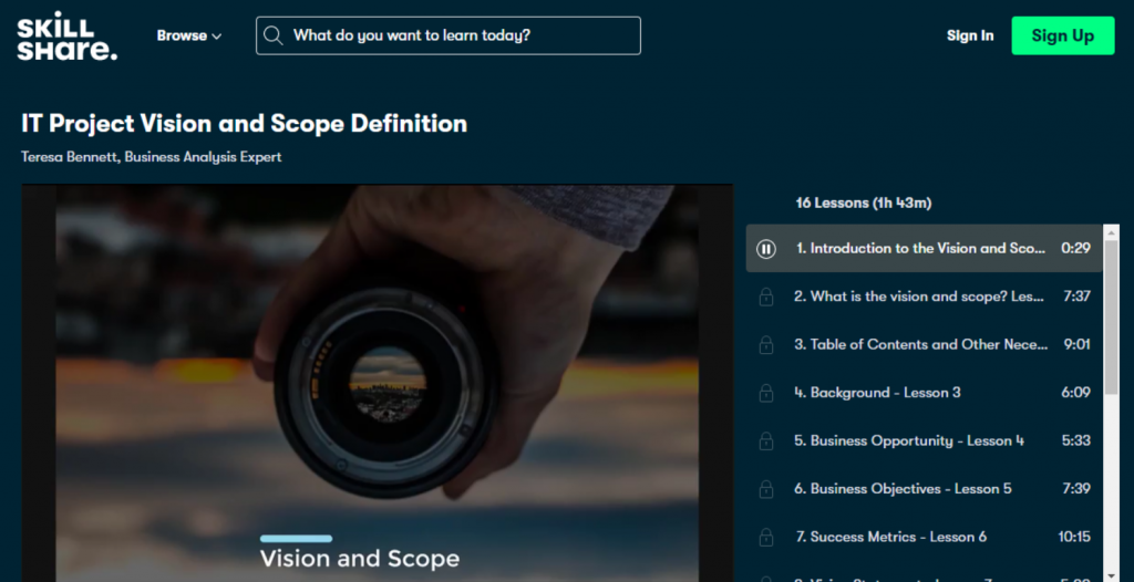 IT Project Vision and Scope Definition Skillshare