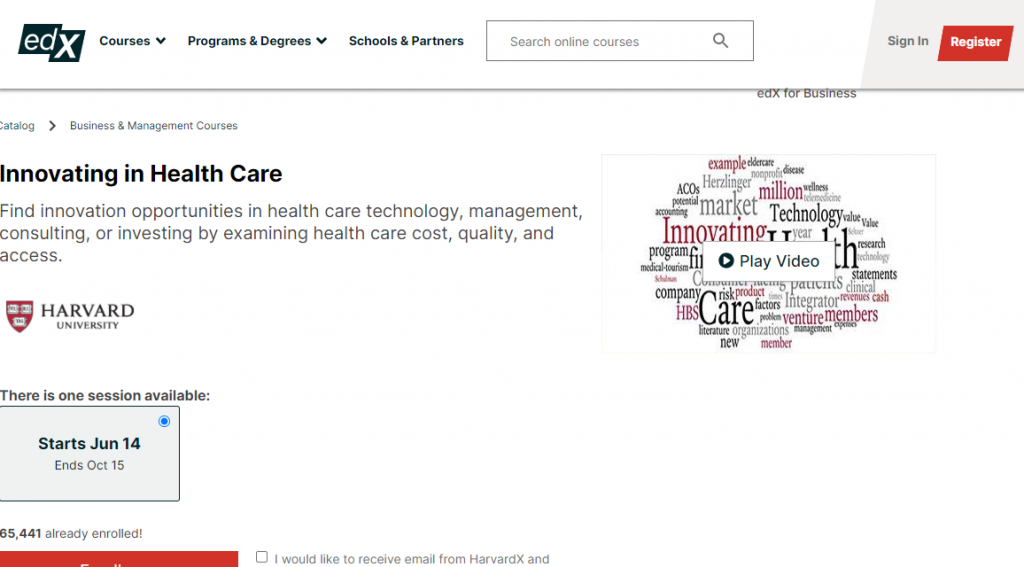Innovating in Healthcare by Harvard University on edX