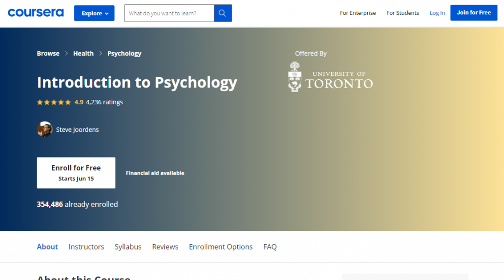 Introduction to Psychology on Coursera