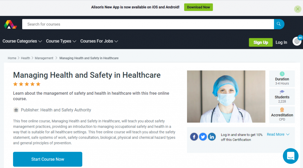 Managing Health and Safety in Healthcare by Alison