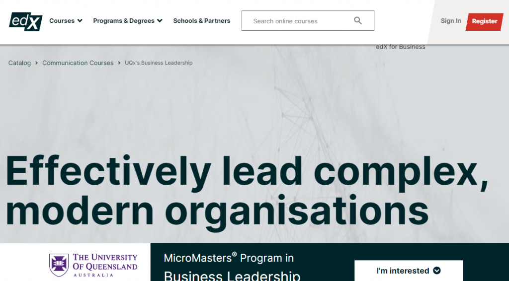 MicroMasters® Program in Business Leadership by the University of Queensland on EdX