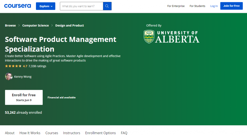 Software Product Management Specialization by the University of Alberta on Coursera