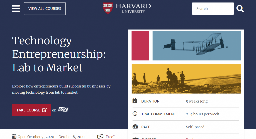 Technology Entrepreneurship Lab to Market by Harvard University on EdX