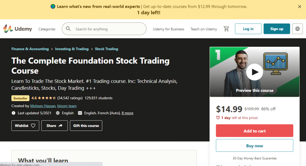 The Complete Foundation Stock Trading Course on Udemy