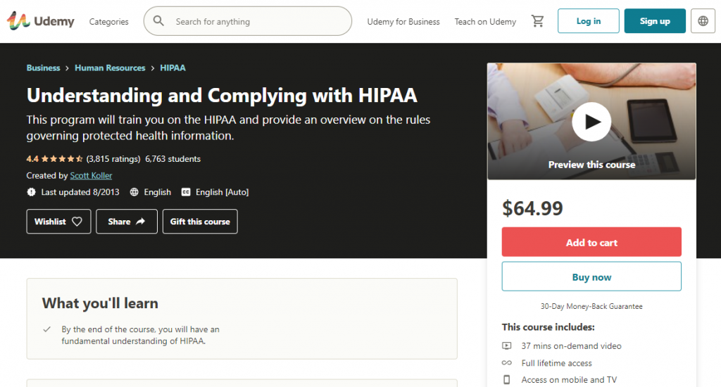 Understanding and Complying with HIPAA on Udemy