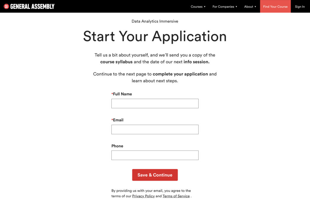 General Assembly Application Form